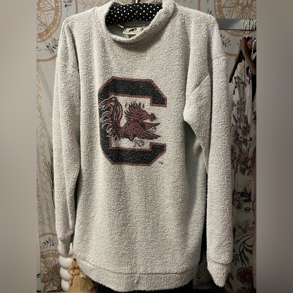 Woolly Threads Carolina Gamecocks pullover sweatshirt marbled gray size Med
